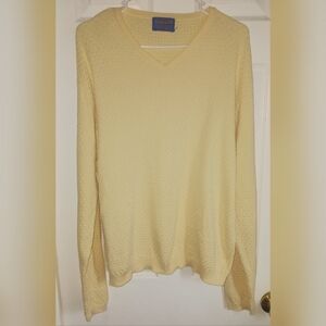 Pendleton Yellow V-Neck Pullover Sweater Men's Large 100% Cotton Lightweight